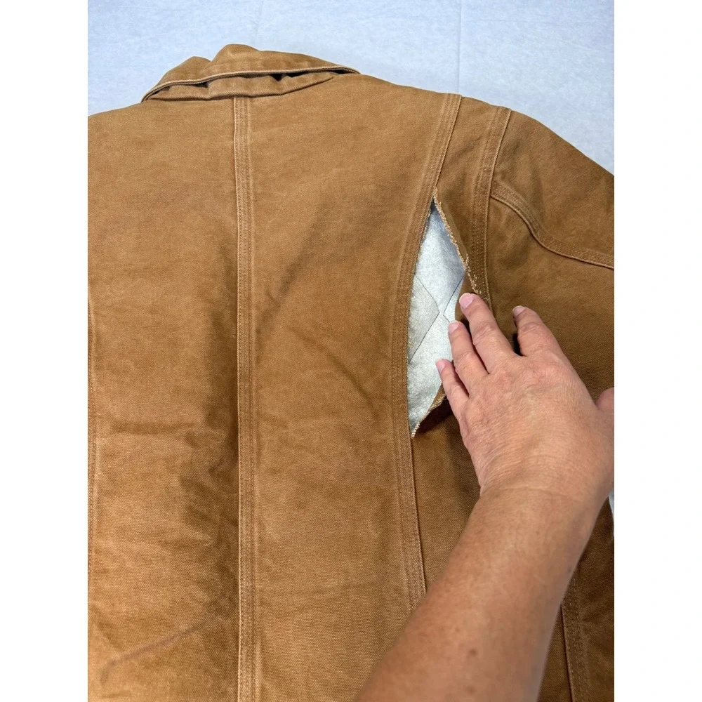 Carhartt Mens Prototype Canvas Farm Jacket M Tan Quilted Rare Workwear Vintage